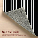 Ultra Soft Area Rug, Non Slip, Stain Resistant, Washable Area Rugs for Living Room, Bedroom, Sophisticated Neutral Striped Layout(Black)