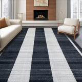 Ultra Soft Area Rug, Non Slip, Stain Resistant, Washable Area Rugs for Living Room, Bedroom, Striped Modern Rug, Black & White(Black)