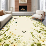 Ultra Soft Area Rug, Non Slip, Stain Resistant, Washable Area Rugs for Living Room, Bedroom, Vibrant Insect Garden Tapestry(Beige)