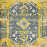 Ultra Soft Area Rug, Non Slip, Stain Resistant, Washable Area Rugs for Living Room, Bedroom, Artful Distressed Tiled Design(Yellow)