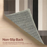 Ultra Soft Area Rug, Non Slip, Stain Resistant, Washable Area Rugs for Living Room, Bedroom, Dynamic Earthtone Linear Motif(Beige)