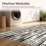 Ultra Soft Area Rug, Non Slip, Stain Resistant, Washable Area Rugs for Living Room, Bedroom, Vintage Inspired Round Non Shedding Southwestern Stripes(Black)