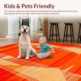 Ultra Soft Area Rug, Non Slip, Stain Resistant, Washable Area Rugs for Living Room, Bedroom, Wildlife-Inspired Abstract Geometry(Orange)