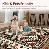 Ultra Soft Area Rug, Non Slip, Stain Resistant, Washable Area Rugs for Living Room, Bedroom, Cozy Earthy Toned Ethnic Artwork(Brown)