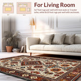 Ultra Soft Area Rug, Non Slip, Stain Resistant, Washable Area Rugs for Living Room, Bedroom, Chic Colorful Textured Motif(Red)