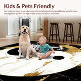 Ultra Soft Area Rug, Non Slip, Stain Resistant, Washable Area Rugs for Living Room, Bedroom, Opulent Gold Accented Dragon Imagery(Black)