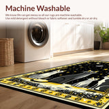 Ultra Soft Area Rug, Non Slip, Stain Resistant, Washable Area Rugs for Living Room, Bedroom, Retro Abstract Zodiac Illustration(Black)
