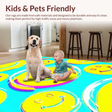 Ultra Soft Area Rug, Non Slip, Stain Resistant, Washable Area Rugs for Living Room, Bedroom, Pastel Playful Smiley Faces(Yellow)