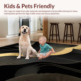 Ultra Soft Area Rug, Non Slip, Stain Resistant, Washable Area Rugs for Living Room, Bedroom, Stylish Minimalist Tiled Motif(Gold)