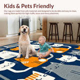 Ultra Soft Area Rug, Non Slip, Stain Resistant, Washable Area Rugs for Living Room, Bedroom, Vivid Cartoon Animal Print(Blue)