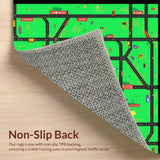 Ultra Soft Area Rug, Non Slip, Stain Resistant, Washable Area Rugs for Living Room, Bedroom, Playful Urban Landscape Aesthetic(Green)