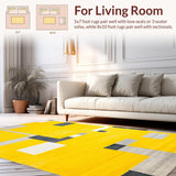 Ultra Soft Area Rug, Non Slip, Stain Resistant, Washable Area Rugs for Living Room, Bedroom, Contemporary Yellow Boxed Design(Yellow)