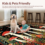 Ultra Soft Area Rug, Non Slip, Stain Resistant, Washable Area Rugs for Living Room, Bedroom, Autumn-Inspired Mushroom Motif(Red)