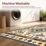 Ultra Soft Area Rug, Non Slip, Stain Resistant, Washable Area Rugs for Living Room, Bedroom, Luxurious Classic Distressed Elements(Beige)