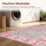 Ultra Soft Area Rug, Non Slip, Stain Resistant, Washable Area Rugs for Living Room, Bedroom, Elegant Light Grey Floral Motif(Gray)