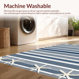 Ultra Soft Area Rug, Non Slip, Stain Resistant, Washable Area Rugs for Living Room, Bedroom, Contemporary Grey Starfish Aesthetic(Blue)