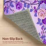 Ultra Soft Area Rug, Non Slip, Stain Resistant, Washable Area Rugs for Living Room, Bedroom, Charming Plush Floral Design(Purple)
