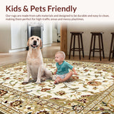 Ultra Soft Area Rug, Non Slip, Stain Resistant, Washable Area Rugs for Living Room, Bedroom, Trendy Nature-Inspired Floral Aesthetic(Beige)