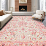 Ultra Soft Area Rug, Non Slip, Stain Resistant, Washable Area Rugs for Living Room, Bedroom, Soft Neutral Toned Organic Patterns(Pink)