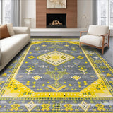 Ultra Soft Area Rug, Non Slip, Stain Resistant, Washable Area Rugs for Living Room, Bedroom, Chic Geometric Grey Yellow Fusion(Gray)