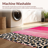 Ultra Soft Area Rug, Non Slip, Stain Resistant, Washable Area Rugs for Living Room, Bedroom, Playful Shag Leopard Statement Piece(Pink)