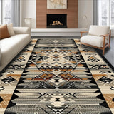 Ultra Soft Area Rug, Non Slip, Stain Resistant, Washable Area Rugs for Living Room, Bedroom, Rustic Southwestern Tiled Motif(Brown)