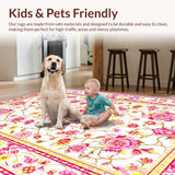 Ultra Soft Area Rug, Non Slip, Stain Resistant, Washable Area Rugs for Living Room, Bedroom, Elegant Playful Blossom Composition(White)