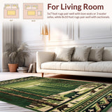 Ultra Soft Area Rug, Non Slip, Stain Resistant, Washable Area Rugs for Living Room, Bedroom, Cozy Natural Forest Elements(Green)