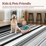 Ultra Soft Area Rug, Non Slip, Stain Resistant, Washable Area Rugs for Living Room, Bedroom, Striped Welcome Rug with Modern Bands, Bold Contrast Lines, Flat Weave Pattern(Black)