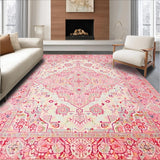 Ultra Soft Area Rug, Non Slip, Stain Resistant, Washable Area Rugs for Living Room, Bedroom, Timeless Classic Low Pile Texture(Pink)