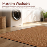 Ultra Soft Area Rug, Non Slip, Stain Resistant, Washable Area Rugs for Living Room, Bedroom, Modern Brown Rug with Repetitive Waffle Motif and Tonal Contrast(Brown)