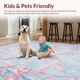 Ultra Soft Area Rug, Non Slip, Stain Resistant, Washable Area Rugs for Living Room, Bedroom, Scalloped Ribbon Edge Rug With Oversized Bow Motif And Preppy Curved Shapes(Blue)