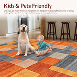 Ultra Soft Area Rug, Non Slip, Stain Resistant, Washable Area Rugs for Living Room, Bedroom, Sophisticated Abstract Linear Elements(Orange)