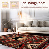 Ultra Soft Area Rug, Non Slip, Stain Resistant, Washable Area Rugs for Living Room, Bedroom, Artful Southwest Color Fusion(Red)