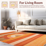 Ultra Soft Area Rug, Non Slip, Stain Resistant, Washable Area Rugs for Living Room, Bedroom, Elegant Earthy Abstract Design(Orange)
