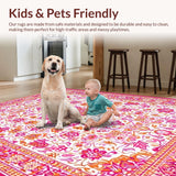 Ultra Soft Area Rug, Non Slip, Stain Resistant, Washable Area Rugs for Living Room, Bedroom, Whimsical Colorful Medallion Arrangement(Orange)