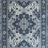Ultra Soft Area Rug, Non Slip, Stain Resistant, Washable Area Rugs for Living Room, Bedroom, Navy Geometric Boho Elegance(Blue)