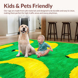 Ultra Soft Area Rug, Non Slip, Stain Resistant, Washable Area Rugs for Living Room, Bedroom, Charming Whimsical Fruit Illustration(Green)