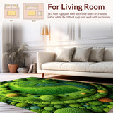 Ultra Soft Area Rug, Non Slip, Stain Resistant, Washable Area Rugs for Living Room, Bedroom, Circular Earth Motif Kids Room Carpet(Green)