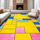 Ultra Soft Area Rug, Non Slip, Stain Resistant, Washable Area Rugs for Living Room, Bedroom, Playful Tiled Pattern Design(Yellow)