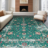 Ultra Soft Area Rug, Non Slip, Stain Resistant, Washable Area Rugs for Living Room, Bedroom, Retro Earth Tones Aesthetic(Green)