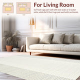Ultra Soft Area Rug, Non Slip, Stain Resistant, Washable Area Rugs for Living Room, Bedroom, Cozy Textured Round Design(White)