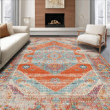 Ultra Soft Area Rug, Non Slip, Stain Resistant, Washable Area Rugs for Living Room, Bedroom, Bold Striped Design with Cozy Vibes(Orange)
