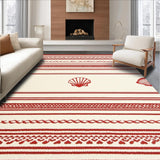Ultra Soft Area Rug, Non Slip, Stain Resistant, Washable Area Rugs for Living Room, Bedroom, Coastal Red/Beige Square Area(Red)