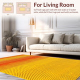 Ultra Soft Area Rug, Non Slip, Stain Resistant, Washable Area Rugs for Living Room, Bedroom, Radiant Playful Circular Patterned Accent(Yellow)