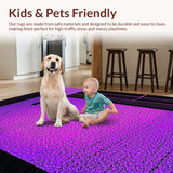 Ultra Soft Area Rug, Non Slip, Stain Resistant, Washable Area Rugs for Living Room, Bedroom, Chic Geometric Gaming Art(Purple)