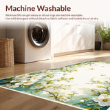 Ultra Soft Area Rug, Non Slip, Stain Resistant, Washable Area Rugs for Living Room, Bedroom, Vivid Floral Islamic Prayer Mat for Ramadan Travel(White)
