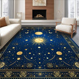Ultra Soft Area Rug, Non Slip, Stain Resistant, Washable Area Rugs for Living Room, Bedroom, Enchanting Stellar Radiance Style(Blue)