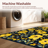 Ultra Soft Area Rug, Non Slip, Stain Resistant, Washable Area Rugs for Living Room, Bedroom, Artistic Modern Flower Pattern(Yellow)