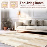 Ultra Soft Area Rug, Non Slip, Stain Resistant, Washable Area Rugs for Living Room, Bedroom, Contemporary With Geometric Chevron Design(Beige)